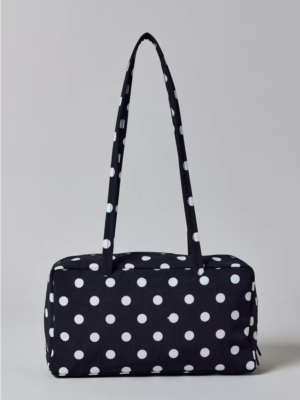 BAGGU Nylon Bowler Shoulder Tote Bag Black White Polka Dot UO Exclusive New